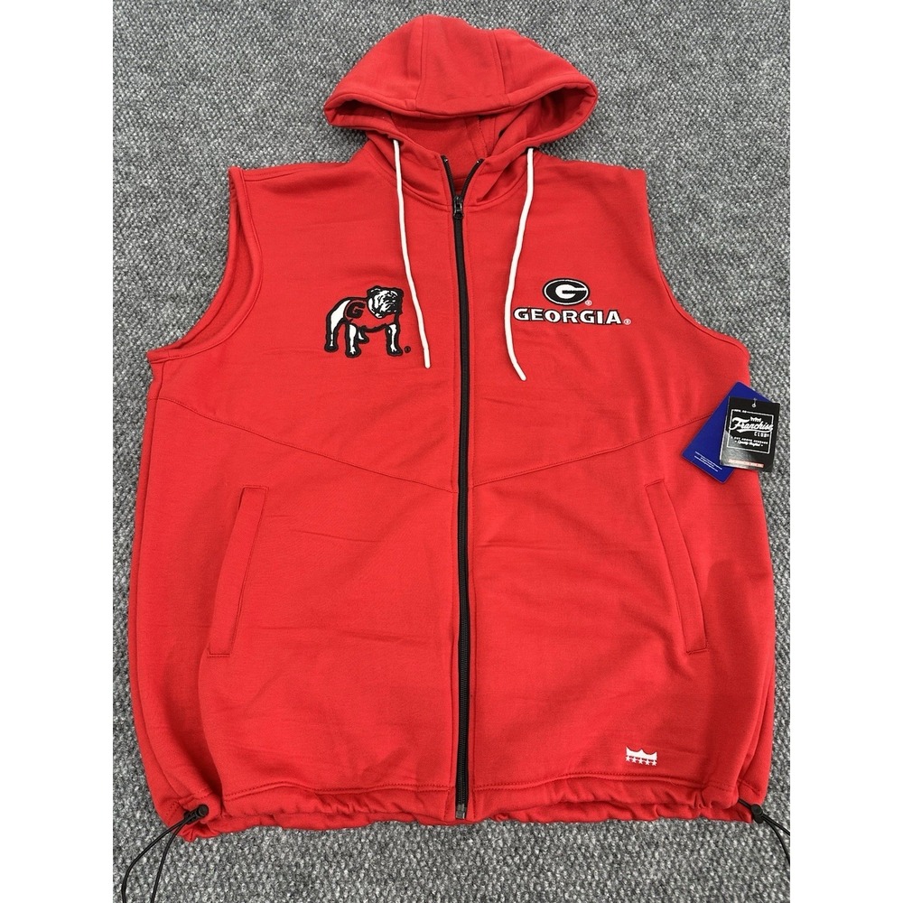 Georgia Bulldogs Men's Large Franchise Club Gym Fleece Full-Zip Red Hoodie Vest